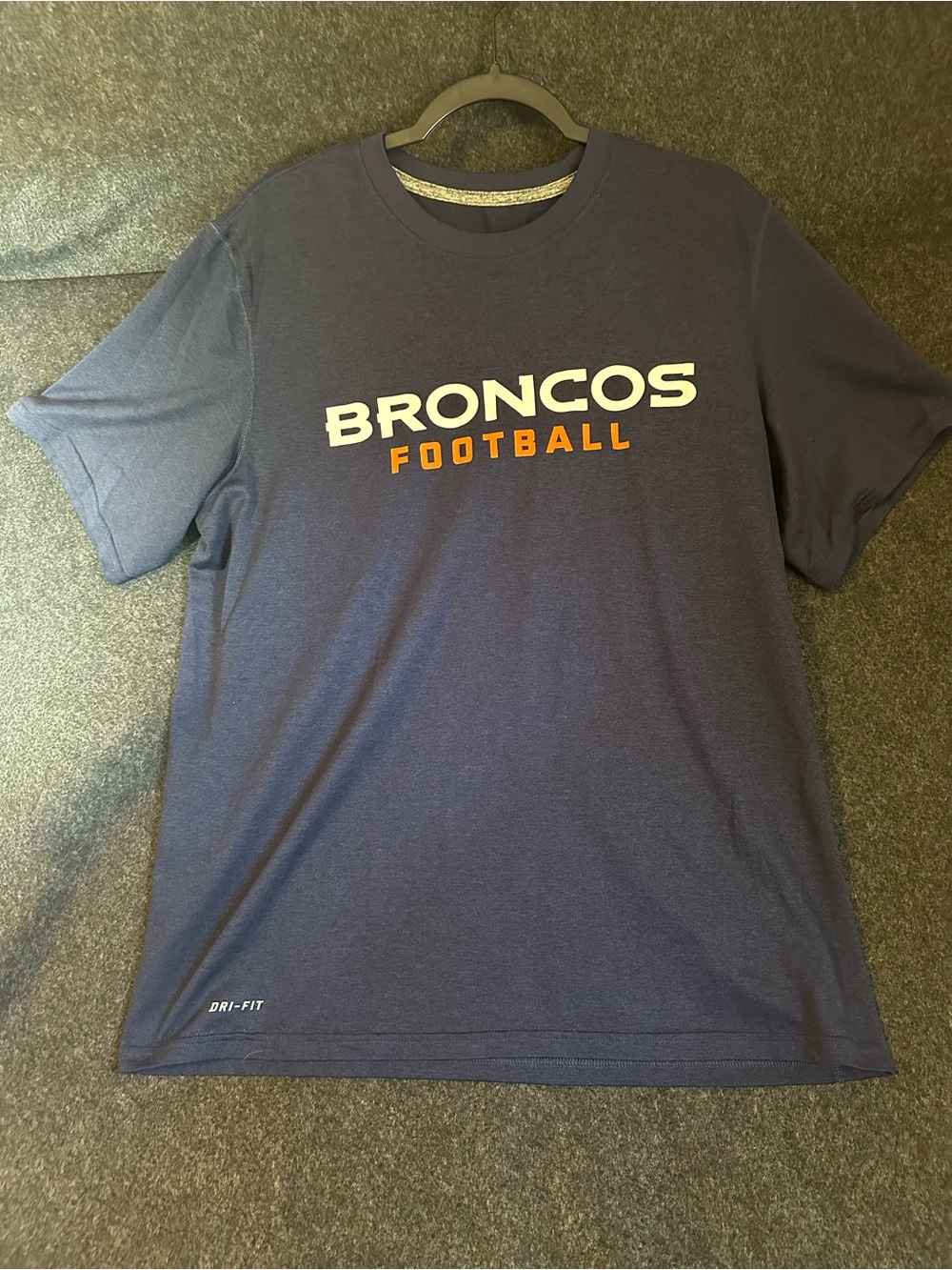 Nike Denver Broncos Football T-Shirt Mens Blue Dri-FIT NFL On-Field Large
